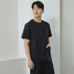 남성 크루넥 TC스판 베이직 스크럽 티셔츠/다크네이비-IT-103M-2