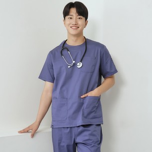 남성 크루넥 TC스판 베이직 스크럽 티셔츠/애쉬블루-IT-103M-3