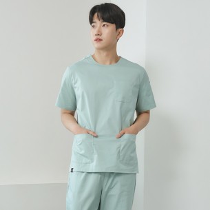 남성 크루넥 TC스판 베이직 스크럽 티셔츠/민트-IT-103M-4