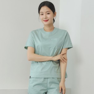 여성 크루넥 TC스판 베이직 스크럽 티셔츠/민트-IT-103W-4