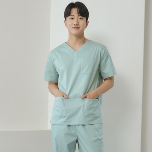 남성 V넥 TC스판 베이직 스크럽 티셔츠/민트-IT-102M-4