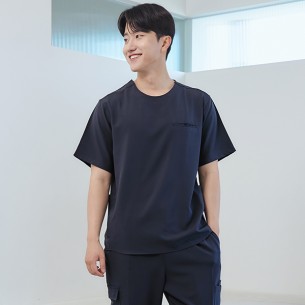 남성 크루넥 사이드포켓 스크럽 티셔츠/네이비-ET-103M-1