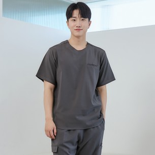 남성 크루넥 사이드포켓 스크럽 티셔츠/그레이-ET-103M-2