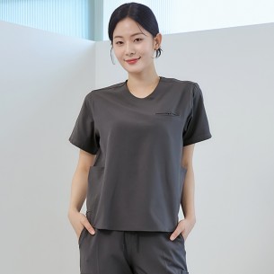 여성 크루넥 사이드포켓 스크럽 티셔츠/그레이-ET-103W-2